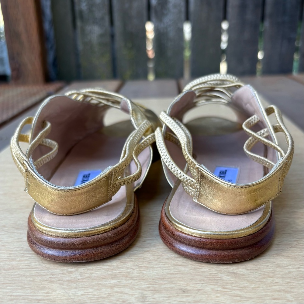 Sonia Rykiel Paris Open Toe Sandal Flats In Gold Sz 39 EU/ 8.5 US - Picture 3 of 13